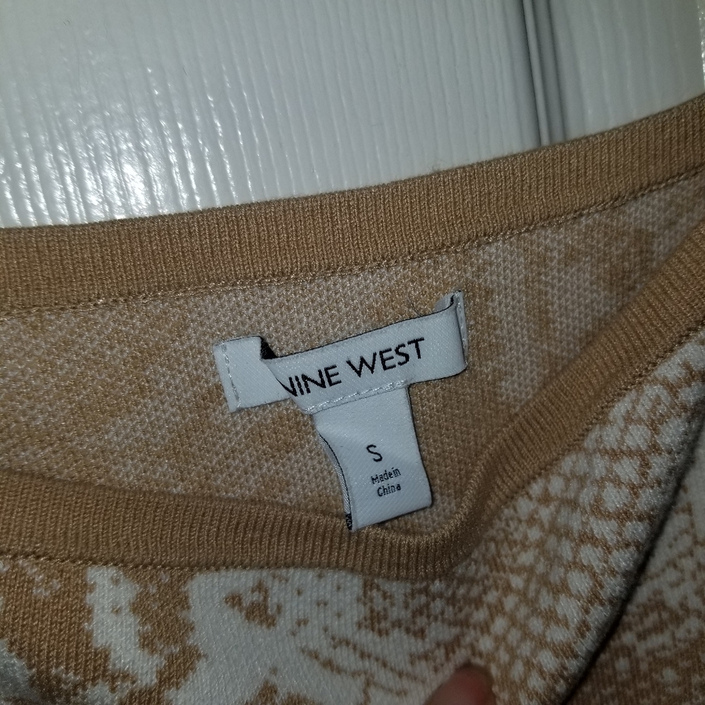 Nine West Womens Square neck Sleeveless Tan Animal Print Tank Top - Picture 3 of 5